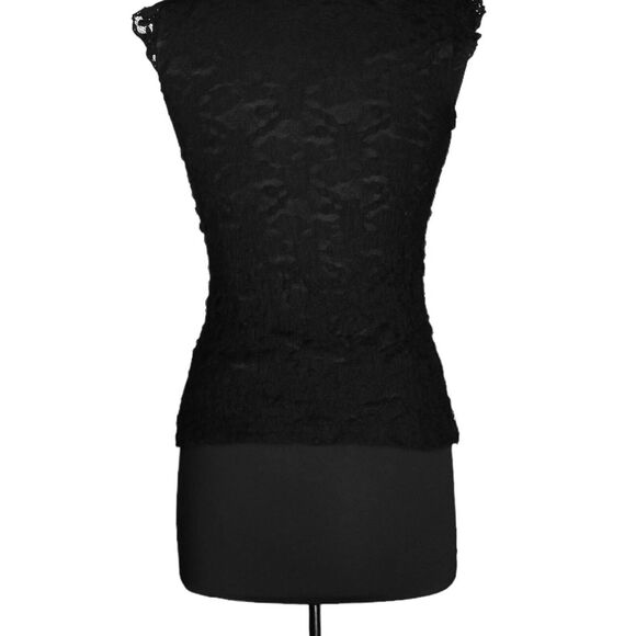 Creative Design Works Women's Blouse Black Floral Lace Stretch Sleeveless Top S - Picture 8 of 9